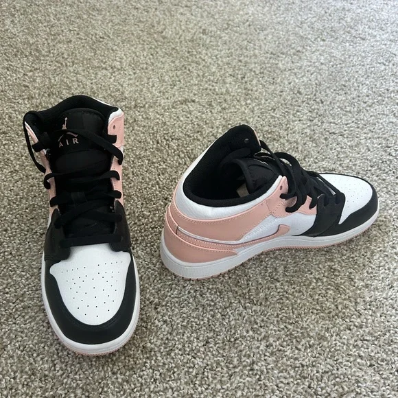 Nike Shoes Air Jordan Mid Salmon Pink And Black Poshmark